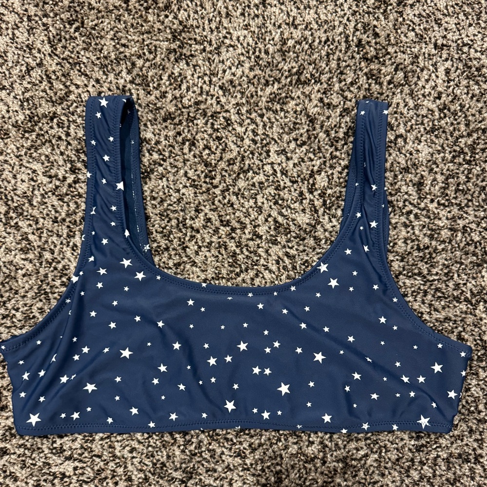 Cabana Del Sol Star Pattern Bikini Scoop Neck Top Size Large
